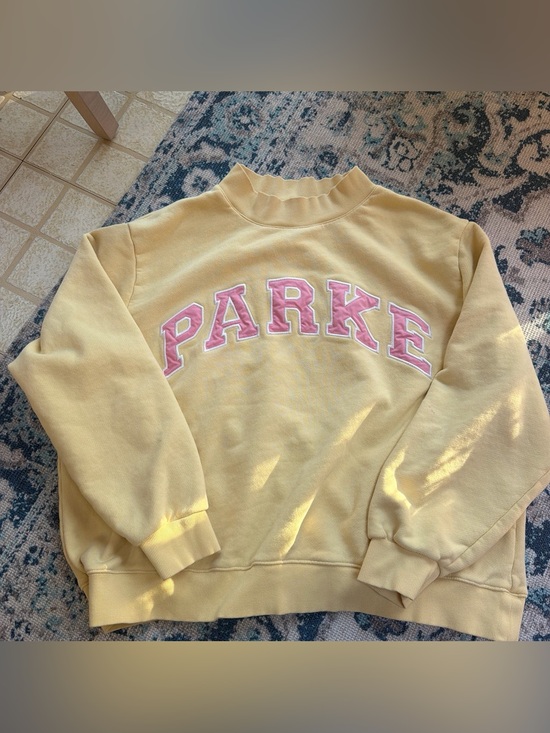 Parke Sweaters - Parke Yellow Mockneck with Pink Lettering